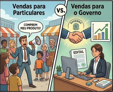Comparativo de vendas particulares vs como vender para o governo.